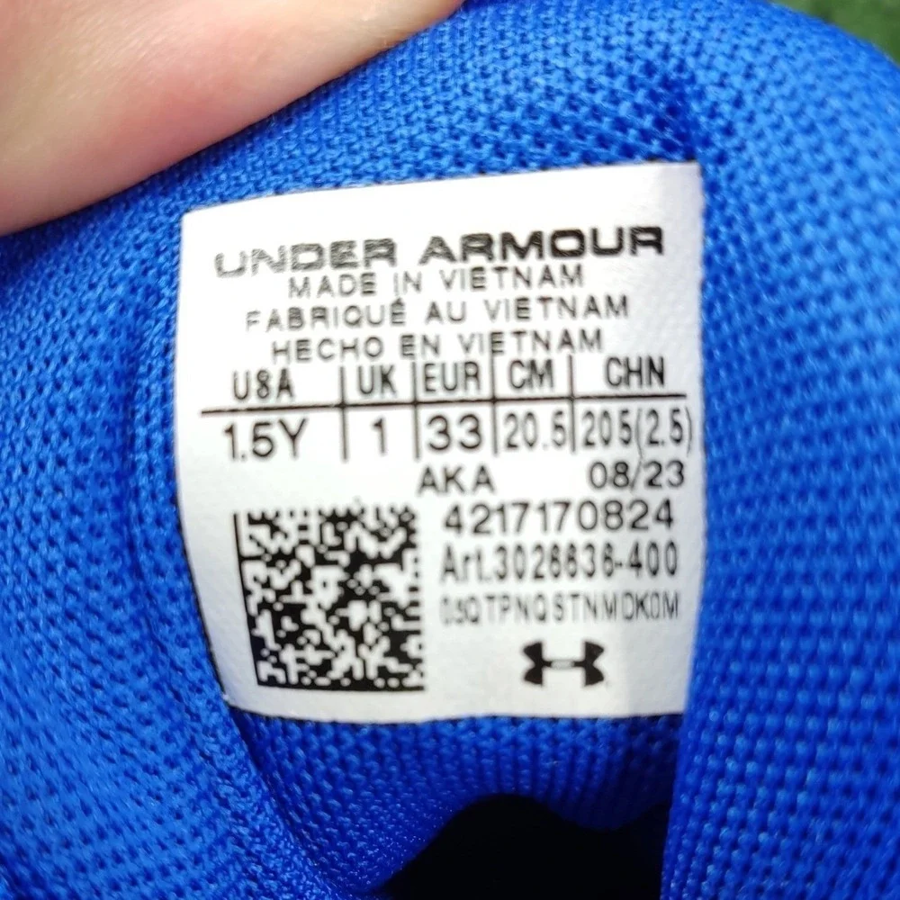 Under Armour Basketball Shoes Kids 1.5Y Blue Jet 23 Sneaker 3026636-400 Athletic